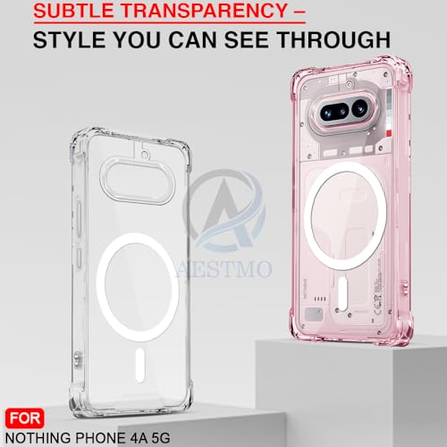 Image of AESTMO Clear Back Cover for Nothing Phone 4A | 360 Protection | Transparent Back Cover for Nothing Phone 4A (PC + TPU, Compatible with MagSafe Accessories, Transparent Bumper)