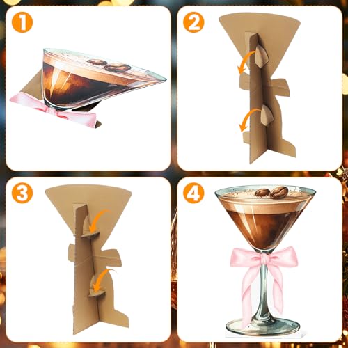 Image of AmazingSpark 4ft Martini Glass Cardboard Espresso Martini Cocktail Cutout Stand for Tiny Bit Older Birthday Bachelorette Wedding Party Decor