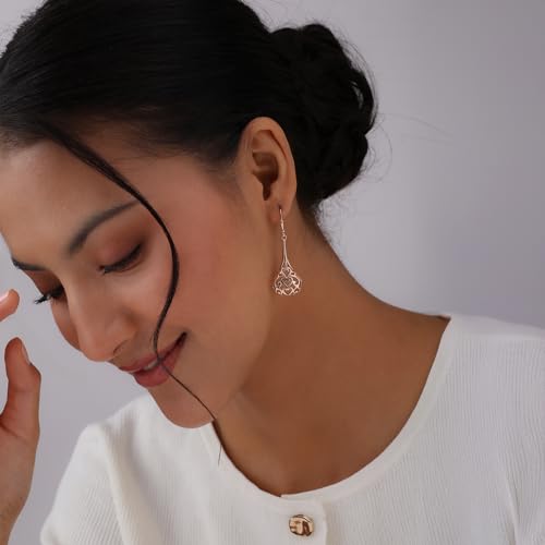 Image of TRUESILVER ACPL 925 Sterling Silver Drop Earrings for Women & Girls | BIS Hallmarked Elegant Dangle Earrings | Stylish Leverback Everyday & Gift Jewelry