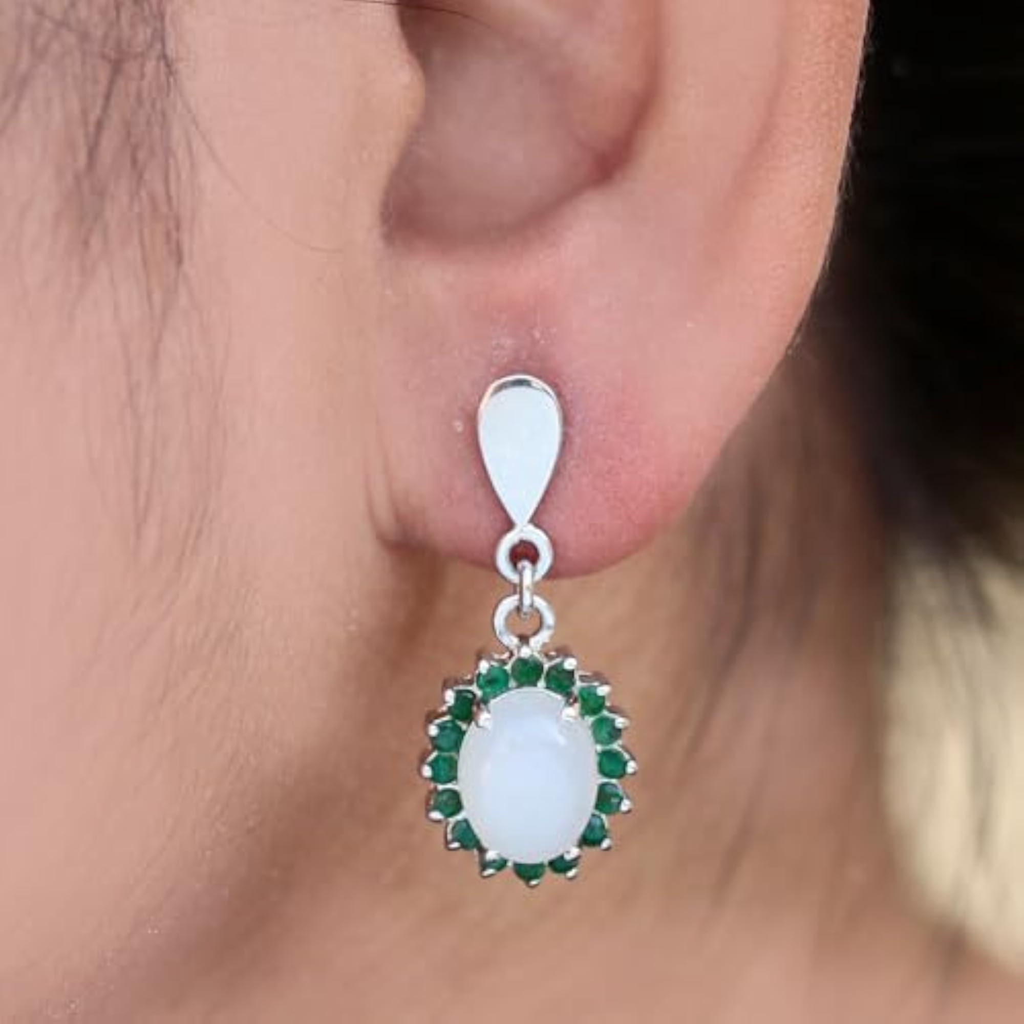 Women's Handcrafted 925 Sterling Silver Earrings with Moonstone