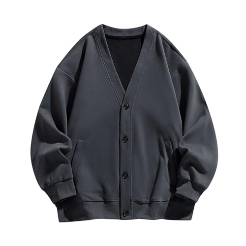 Men's Button Down Long Sleeve Open Front Sweater Oversize Dropped Shoulders Knit Cardigan Sweaters Streetwear Outwear