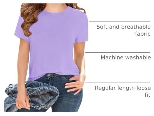 Image of Girls Short Sleeve T Shirts Kids Summer Tops Crewneck Tees 5-14 Years