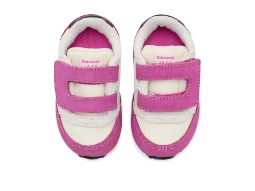 Image of Saucony, Unisex Kid's, Originals Jazz Hook & Loop Sneaker (Toddler /Little Kid), Ivory /Pink, 9.5-Medium, Toddler