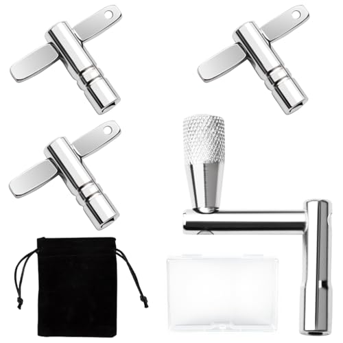 HASTHIP 4pcs Stainless Steel Drum Key Set, 3 Standard Square, 1 R...
