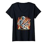 Photo Gallery donna skull skeleton metalhead suonare chitarra musica rock metal maglietta con collo a v Photo Gallery donna skull skeleton metalhead suonare chitarra musica rock metal maglietta con collo a v