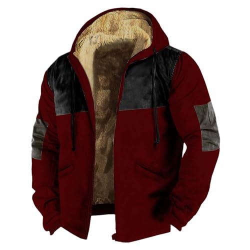 Veste polaire homme à capuche : anorak thermique vintage doublé peluche