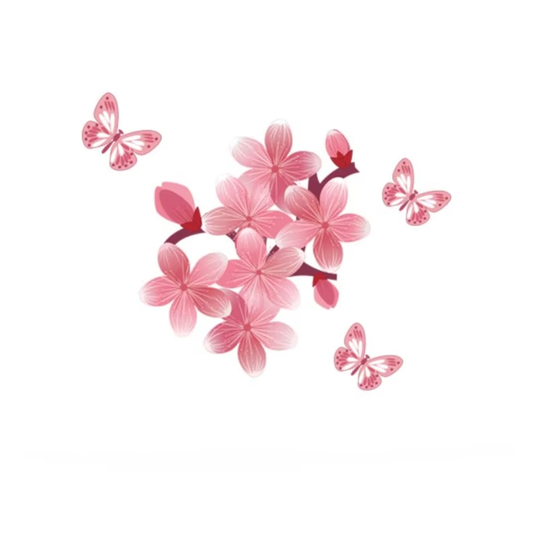 Xfaklianran for Sakura Butterfly Car Stickers Waterproof Auto Body Windshield Bumper Fuel Tank Cap Decoration Flower Vehicle(15x12CM/Pink)