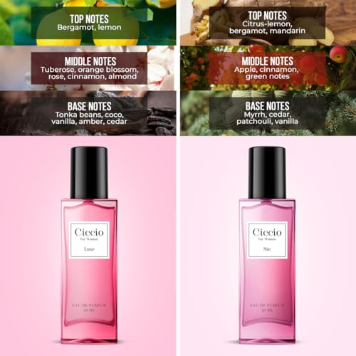 Image of CICCIO Luxe And Sin Premium Women's Eau De Perfume Spray-Pack Of 2(20Ml Each)|Oriental Floral Scent|Floral Vanilla|Long-Lasting Luxury Fragrance|Perfect Perfume For Summer|Combo Gift Set|Travel Pack