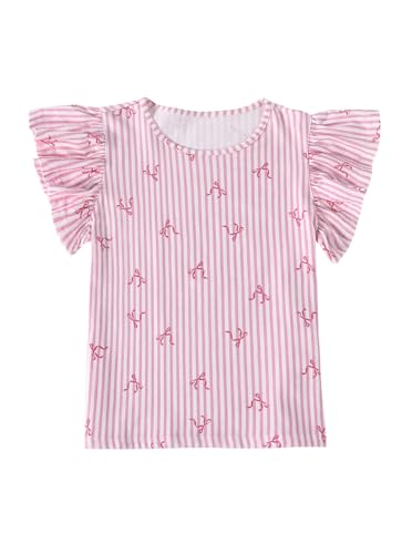 Image of Girls' Summer Shirts Cute Tops Ruffle Sleeve Crew Neck Casual Tees