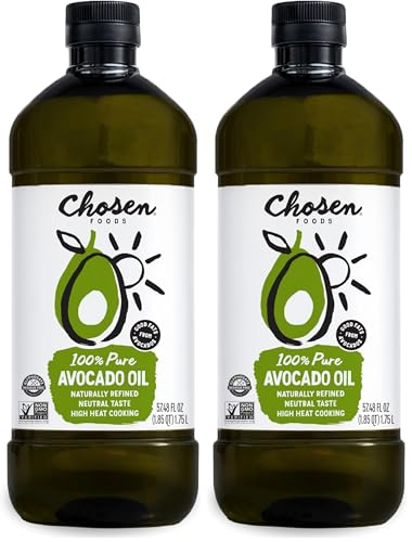 Image of Chosen Foods Avocado Oil, 1.75 Liter - All Purpose Cooking Oil made from 100% Pure Avocados - Non-GMO, Gluten-Free, Keto Friendly, Glyphosate Free - 59.7 Fl Oz (Pack Of 2)