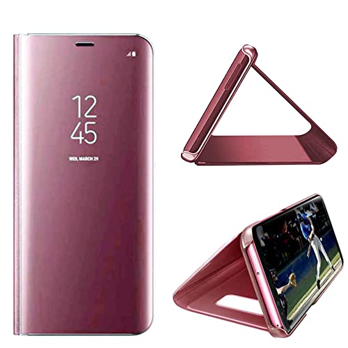 QIWEIQING Compatible with Xiaomi Poco X5 5G Cell Phone Case Clear View Mirror Flip Cover PU Leather with Kickstand Protective Cover Cases for Xiaomi Poco X5 5G. Mirror Rose Gold QH - Image 2