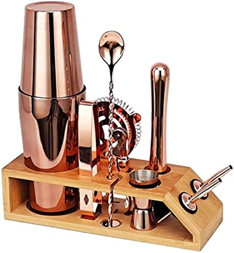 KRASS Bartender Set Kit Coctelera Dorada con Soporte Bamboo miniatura 3