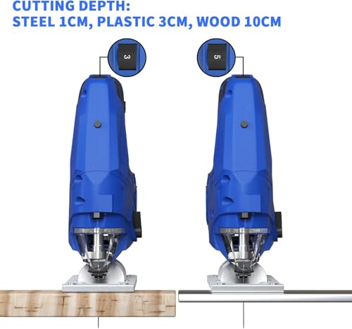 Jigsaw, JAOSY 2000W Electric Jig Saws with Powerful Copper Motor, 6 Variable Speed, 4 Orbital Sets and 0°-45° Bevel Cutting, LED Light, 1 Piece T-Shank Blades, 2M Wire 6 Jigsaw, JAOSY 2000W Electric Jig Saws with Powerful Copper Motor, 6 Variable Speed, 4 Orbital Sets and 0°-45° Bevel Cutting, LED Light, 1 Piece T-Shank Blades, 2M Wire - Image 6