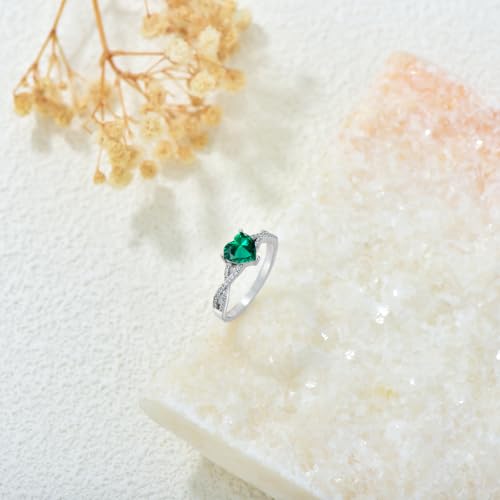 Laboratory Grown Green Emerald Ring 925 Sterling Silver 6.5 x 6.5mm Heart Cut Emerald Infinity Ring for Women3