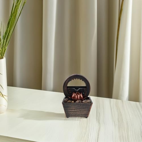 Fuente de agua de mesa KHBUAB con luces LED dorada para adorno decorativo 7