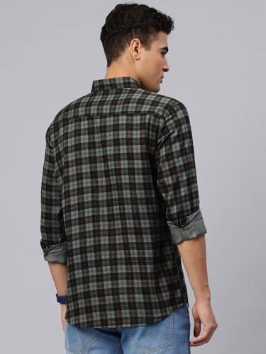 Image of Majestic Man Men Small Checkered Slim Fit Cotton Casual Shirt
