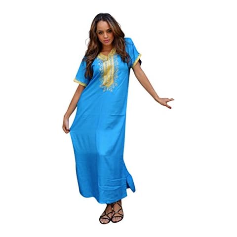 New Handmade Ladies Kaftan Resort Wear Cover-up Fashion Turquoise Fez Cotton Caftan Cover