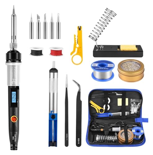 はんだごて セット はんだごてキット、80W LCDデジタルはんだごてガン、温度調節可能、高速加熱機能付きポータブルはんだごて DIYや修理に多目的に使える