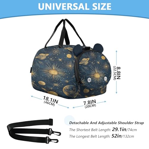 Planets Starry Blue Kids Travel Duffel Bag for Boys Girls Overnight Weekend Tote Bag with Shoes Compartment for Dance Gym Sports3