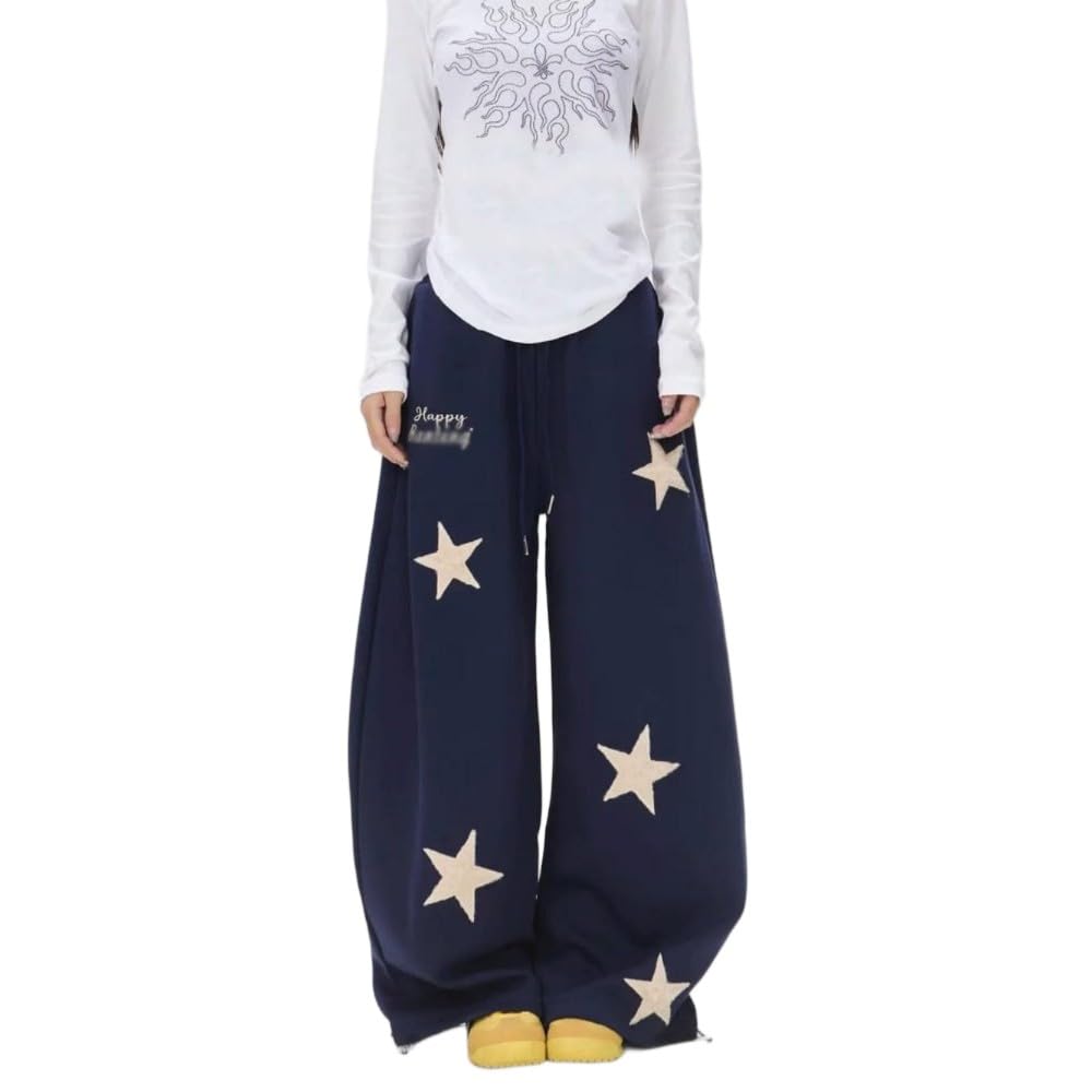 JJDFW Hip-hop con coulisse adatto sia per uomini che per donne casual a vita alta versatile pantaloni larghi Y2k pantaloni sportivi larghi
