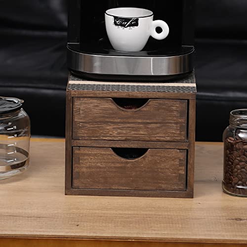 Ddyuri Drawer Organizer Coffee Pod Holder - Kitchen Cutlery Storage Accessories/ K-Cup Drawers With Detachable Wooden Partition - Coffee Capsules Organization Counter - Wood Desktop Small Cabinets 2-Tier Cf2D2C-Dark #TOP2