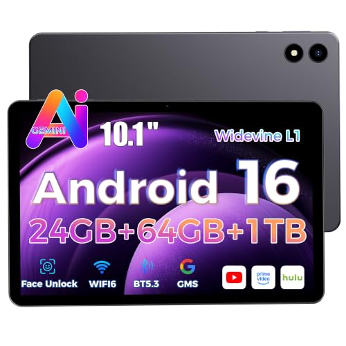 Image of 2026 Tablet 10.1 inch Android 16 with Gemini AI, 16GB RAM + 64GB ROM, GMS Widevine L1, WiFi 6 & BT 5.3, 1280 * 800 HD, 6000mAh Tablet (Gray)