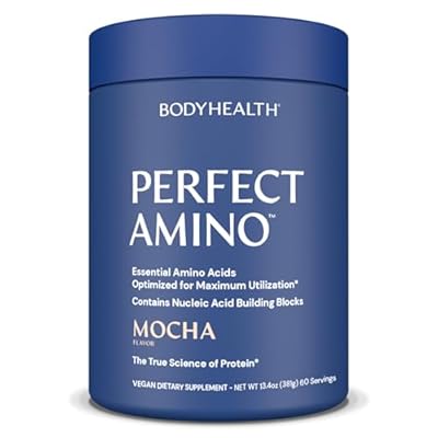 BodyHealth PerfectAmino Powder - BCAA and EAA Powder for Pre and Post Workout - Amino Acid Energy Drink for Men and Women to Support Lean Muscle and Recovery - Mocha - 60 Servings