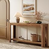 Tribesigns 63 Inch Entryway Console Table, 2-Tier Farmhouse Narrow Sofa Table Behind Couch, Accent Entrance Console Furniture for Entryway, Foyer, Hallway, Rustic Brown