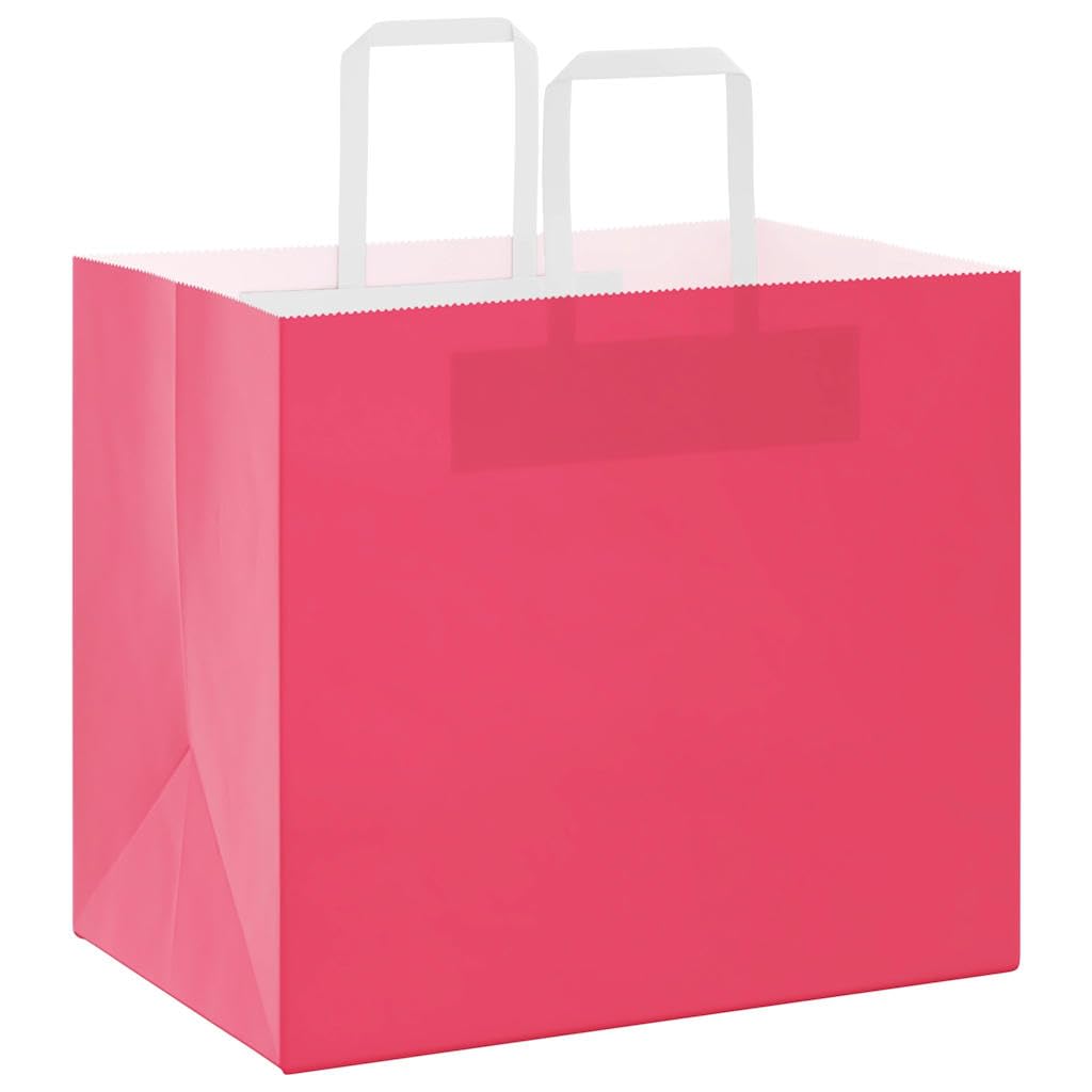 Bolsas de papel 250 piezas con asas rosa 32 x 22 x 28 cm
