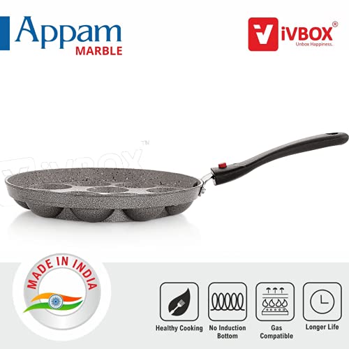 Image of ivbox Max-Eco Appa Patra Heavy-Base Non Stick 12-Cavity Appam Maker Pan (Grey)