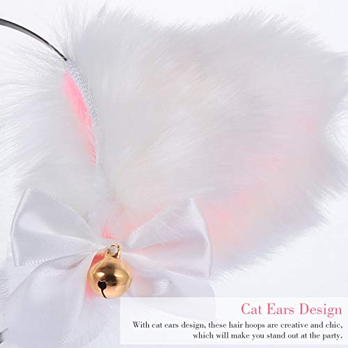 FRCOLOR Branco Rosa Anime Cosplay Lolita Cabeça Com Bowknot E Sino Gato de Pelúcia Raposa Ouvido Ani