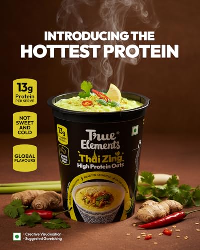 Image of True Elements Thai Zing Protein Oats 62g - High Protein Instant Oat | Savoury Oats Cup | Healthy Ready-to-Eat Meal