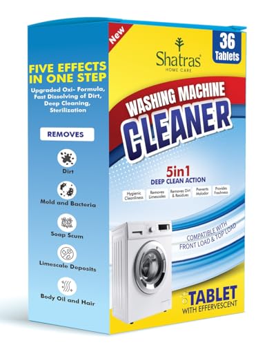 Image of Shatras Washing Machine Cleaner Tablets - Deep Drum Cleaning Descaler | Removes Odor, Lime scale & Residue | Front & Top Load Compatible | Pack of 36