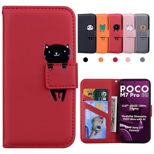 Kedic 対応 Xiaomi Poco M7 Pro 5G ケース 手帳型 ポコM7pro ケース シャオミポコm7プロ 5G カバー 可愛い pocom7pro 手帳型ケース シェイプ カード収納 財布付き カードホル スタンド機能 かわいい 動物柄