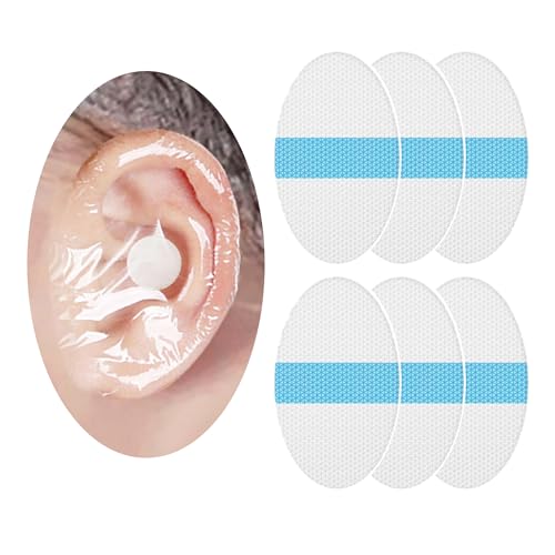 Image of saicheek 60-Pack Upgarde Silicon-Gel Material Easy to Take Off Baby Ear Covers with Cotton Ball,Baby Shower Cap Ear Protection for Kids,Water-proof Ear Stickers for Bath Swimming (60Pcs)