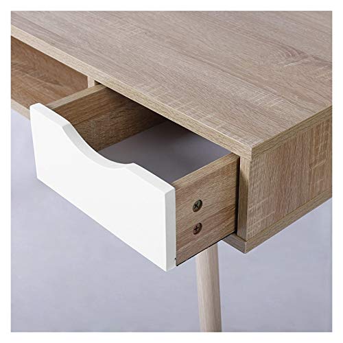 Yyl Wood Desk With 2 Drawers And 1 Open Compartment Steel Frame Computer Desk Workstation Home Office Laptop Laptop Desktop Table Beech, 120X58X77Cm #TOP2