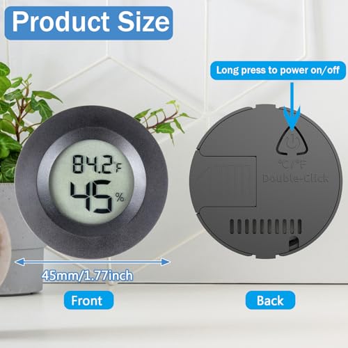 Paquet de 2 Mini Thermomètre Hygromètre Compteurs numériques d'humidité, petit compteur intérieur de température extérieure Moniteur d'humidité Fahrenheit(℉)/ Celsius(℃) pour serre, jardin, cellier, réservoir de reptile