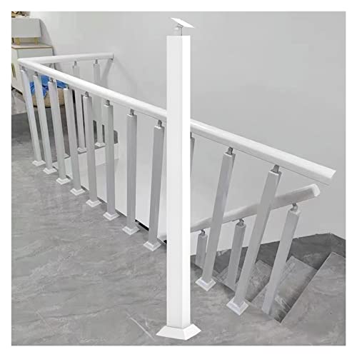Ringhiera per Scale Interne/Esterni in Metallo Balaustre per Scale, Scala Interna all'aperto Moderna ringhiera Quadrata/parapetto per Scale a terrazza con Viti e staffe Piatte (Color : White, Size