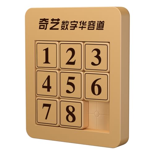 Wooden Number Slide Puzzle - Digital Huarong Road Math Educational Brain Teaser IQ Game - Sliding Toy for School and Party (3x3)