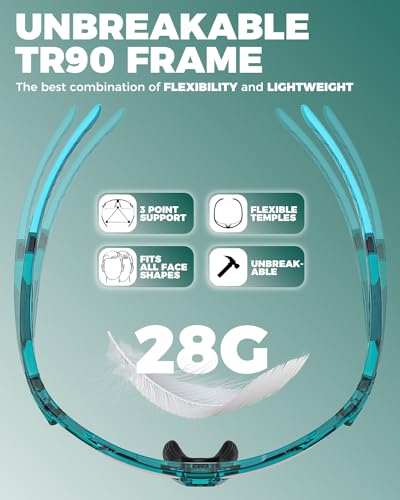 Image of Photochromic Sunglasses for Men Women, Transition Sunglasses for Cycling | Lightweight TR90 Frame, UV Protection, Photochromic Lens, Adjustable Nose Pad, Ideal for Cycling Driving Mtb Running