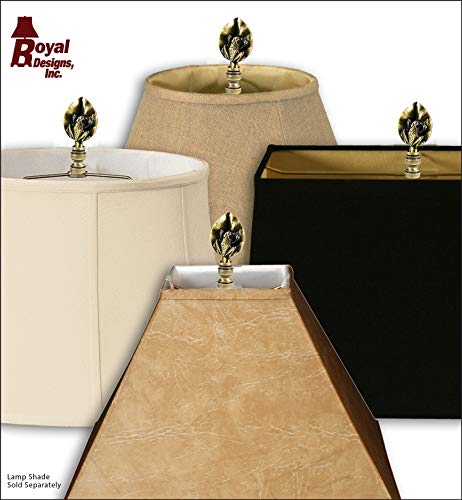 Image of Royal Designs, Inc. Decorative Leaf Frog Lamp Finial Antique Brass, Set of 2