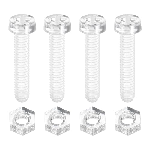 QUARKZMAN 50 Juegos Tornillos Y Tuercas Acrílico Transparente Kit M4 X 20mm Tornillos Cabeza Redonda Phillips Para PC Con Tuercas Hexagonales Kit Tuercas Para Equipos