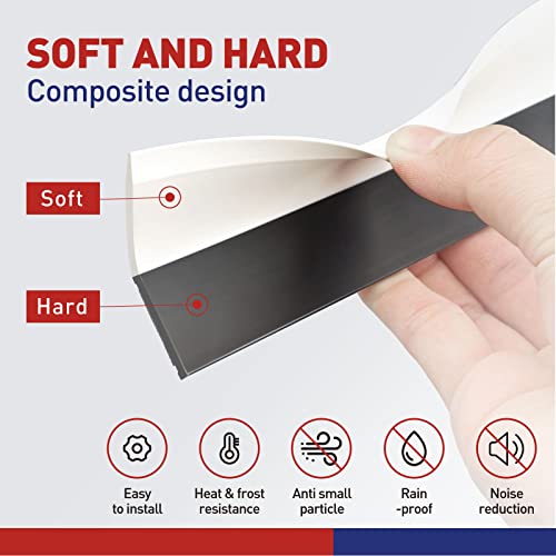 Fosluoc Garage Door Seal Top And Sides Seal Strip 34.4Ft Rubber Weather Stripping Replacement Soft And Hard Composite, Weatherproofing Universal Sealing Professional.(Black Whire) #TOP2