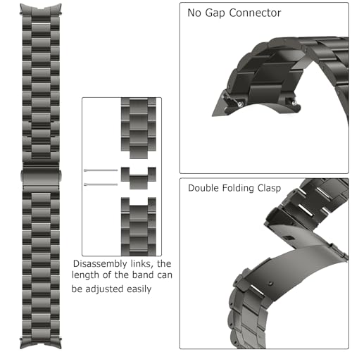 Image of Anlinser No Gap Bands Compatible with Samsung Galaxy Watch Ultra 7 /6 /5 /4 /FE Band 44mm 40mm /Watch 6 Classic Band 47mm 43mm /Watch 5 Pro 45mm /Watch 4 Classic, 20mm 22mm Metal Strap for Women Men