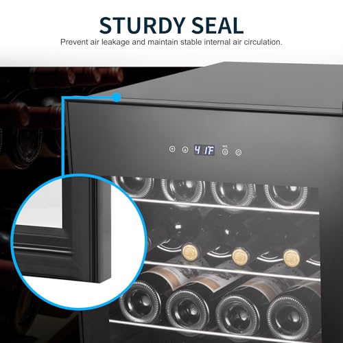 24 Bottles Wine Cooler Refrigerator, Small Wine Fridge Mini Wine Fridge Countertop with Glass Door Wine Cellars for Red Wine, Champagne, Dry White Wine, Sparkling Wines