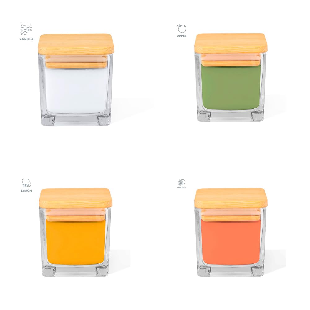 regalo grabado – Velas Personalizas | Cantidad (15) | Velas Boda, Comunion, Bautizo | Tarro Cristal con Tapa de Bambú | Aromas Limón, Naranja, Manzana, Vainilla | Opcion aromas surtidos