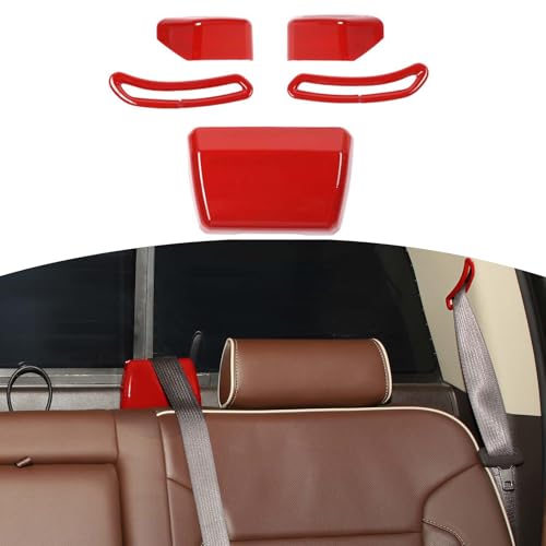 Jeliker for Silverado Seat Belt Trim Cover Red for Chevy Silverado GMC Sierra 2014 2015 2016 2017 2018 Red Interior Accessories 5pcs
