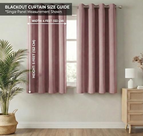 Image of VAS COLLECTIONS 100% Blackout Door Curtains, 5 Feet (121 x 152 cm) Set of 2, Plain, Thermal Insulated, Room Darkening Curtains for Living Room, Bedroom (Antic Pink)