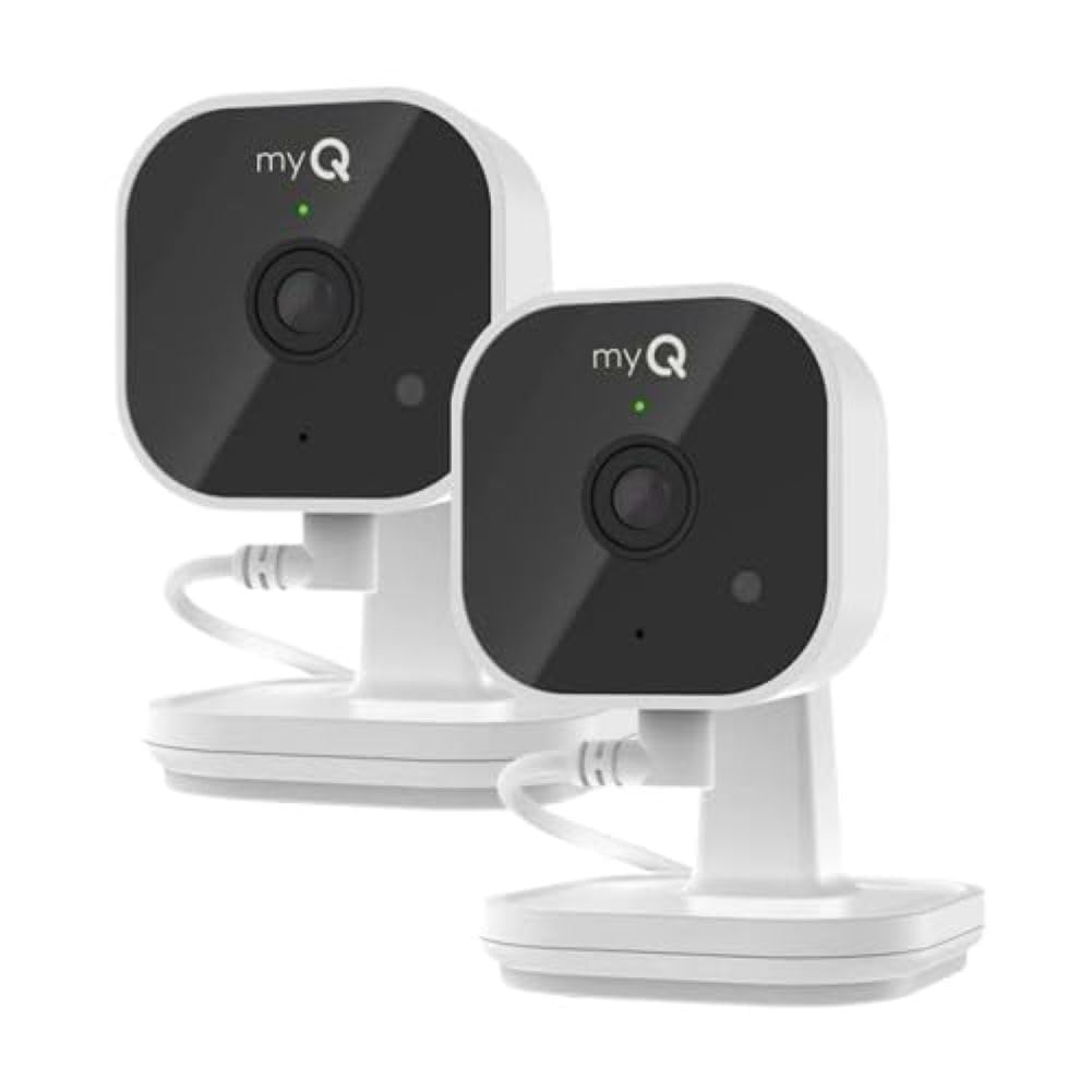 Photo 1 of myQ Indoor Plug-in Security Camera Gen 2 – 2K Smart Wi-Fi Camera with Night Vision, Baby and Pet Monitor, Motion Detection and Alerts, 2-Way Audio & App Control, 2 Pack