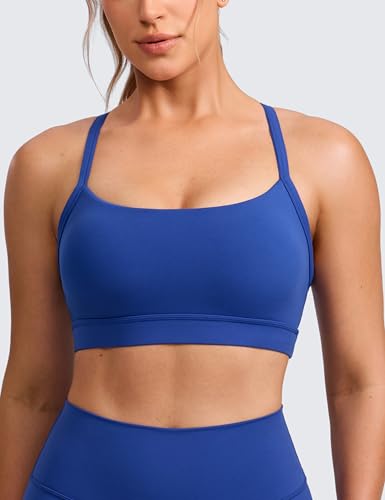 Image of CRZ YOGA Butterlift Cross Back Sports Bras | Medium Support, Removable Pads, Yoga, Buttery Soft, Scoop Neck, Cut-Out, Adjustable Thin Straps, for Women